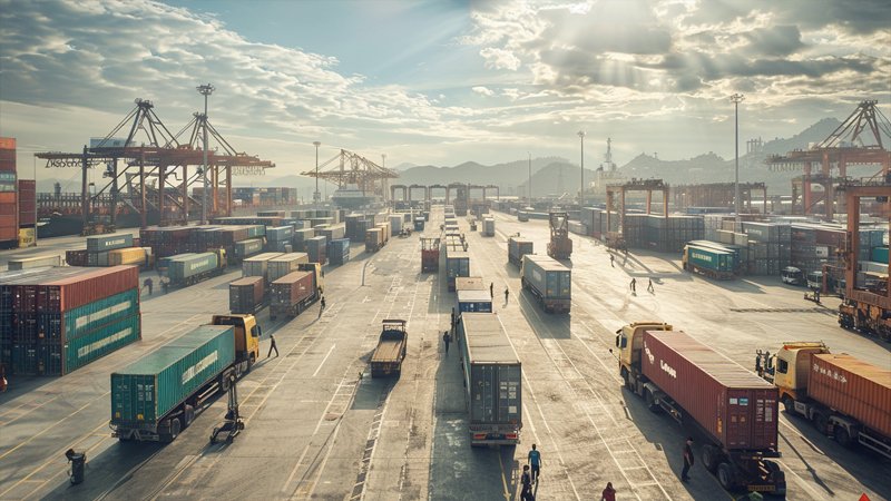alt="A busy freight port"
