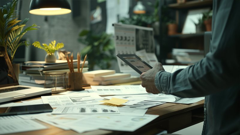 alt="A person is working"