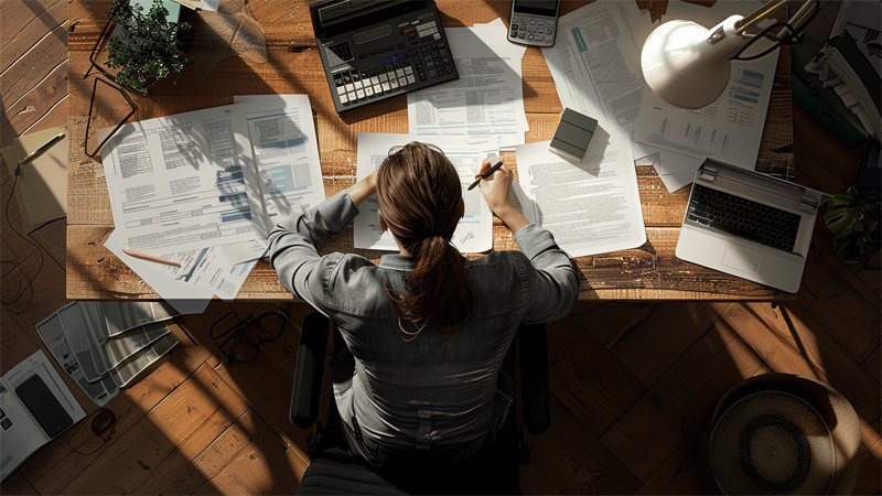 alt="A person is working"