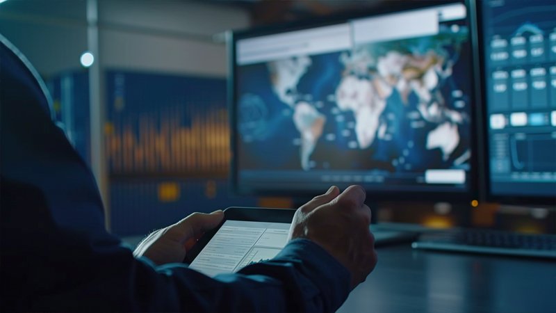 alt="A person is working on a computer"