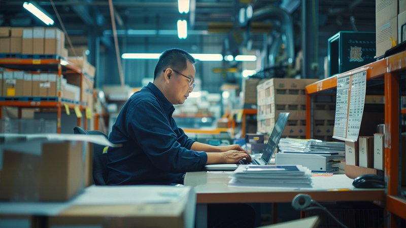 alt="A person working in the warehouse"