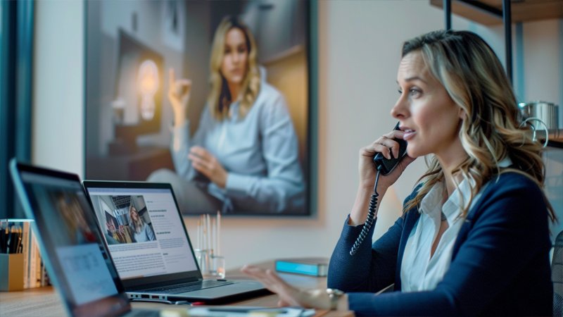 alt="A person working in front of a computer"