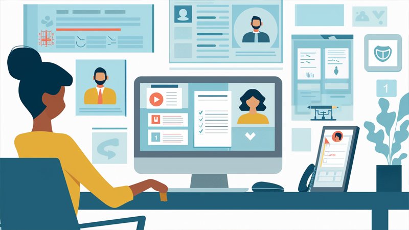 alt="A person working in front of a computer"
