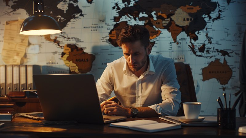 alt="A person is working on a computer"