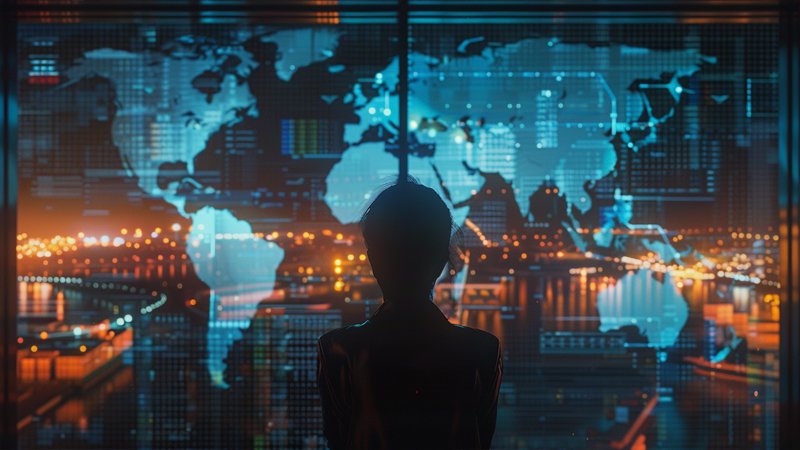 alt="A person looking at the map on the screen"