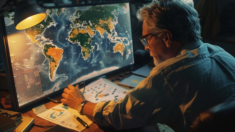 alt="A person is viewing a map"