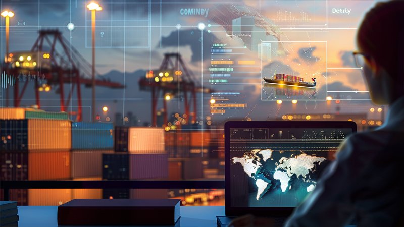 alt="A person works at a freight port"