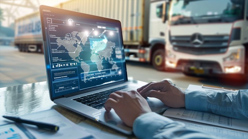 alt="A person works at a freight port"