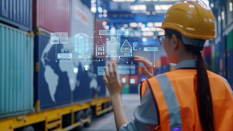 alt="A person is checking the shipping information"