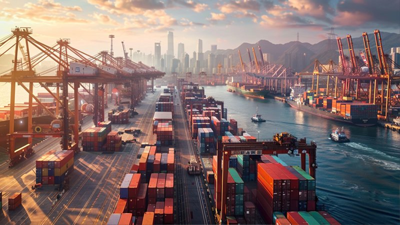 alt="A busy freight port"