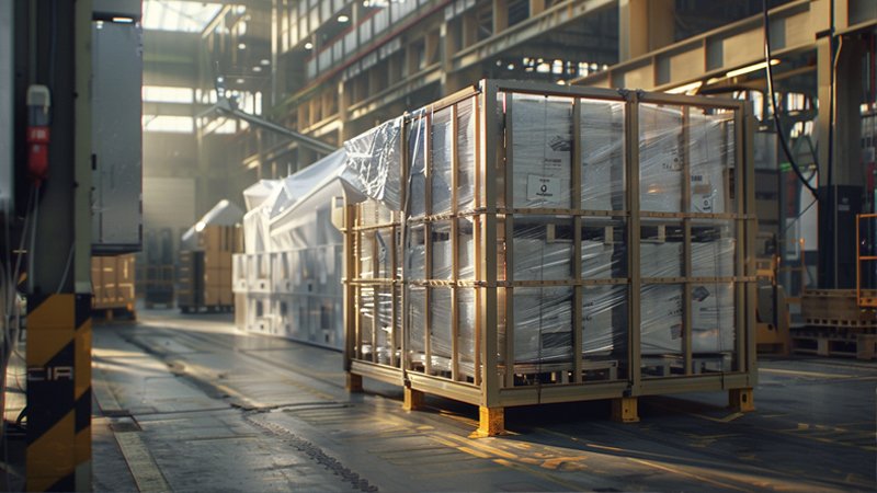 alt="A modern freight warehouse"