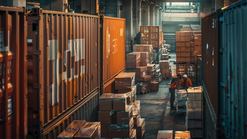 alt="A modern freight warehouse"