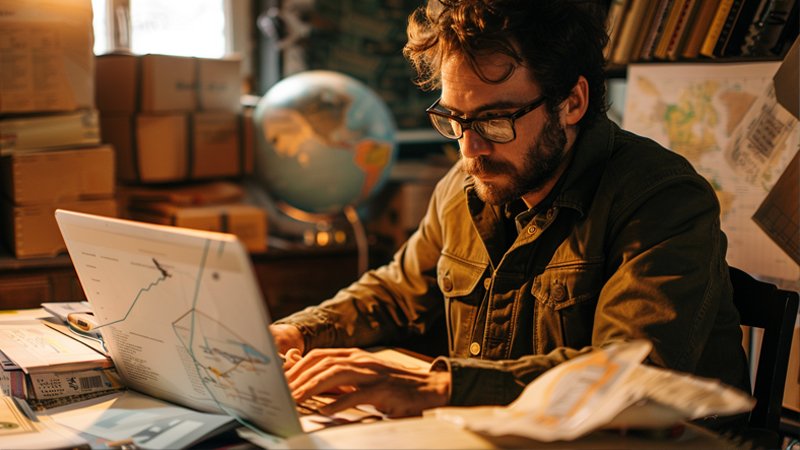 alt="A person is working on a computer"